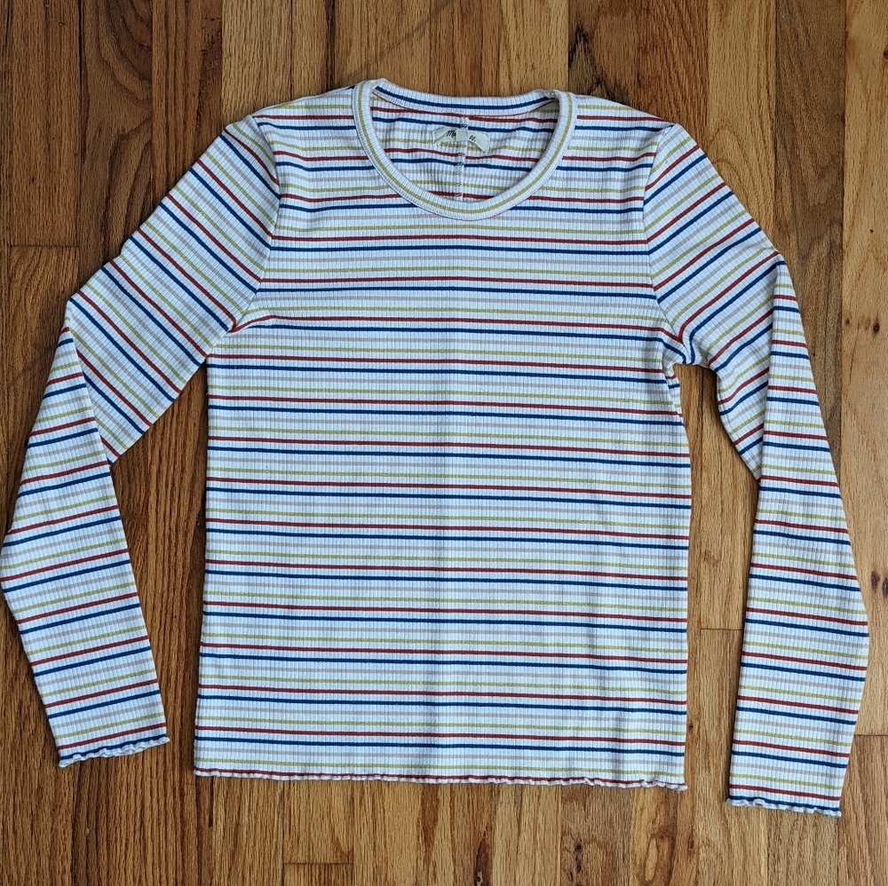 Madewell Rainbow Striped Sparkly Long Sleeved Shirt